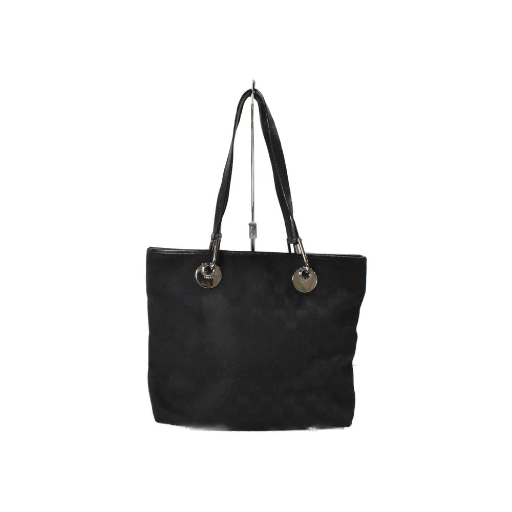 Gucci Tote Bag Shoulder Bag Canvas Leather Black